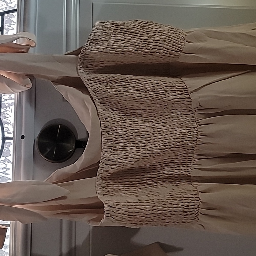 Chic Beige Midi Dress with Tie Waist - Picture 8 of 14